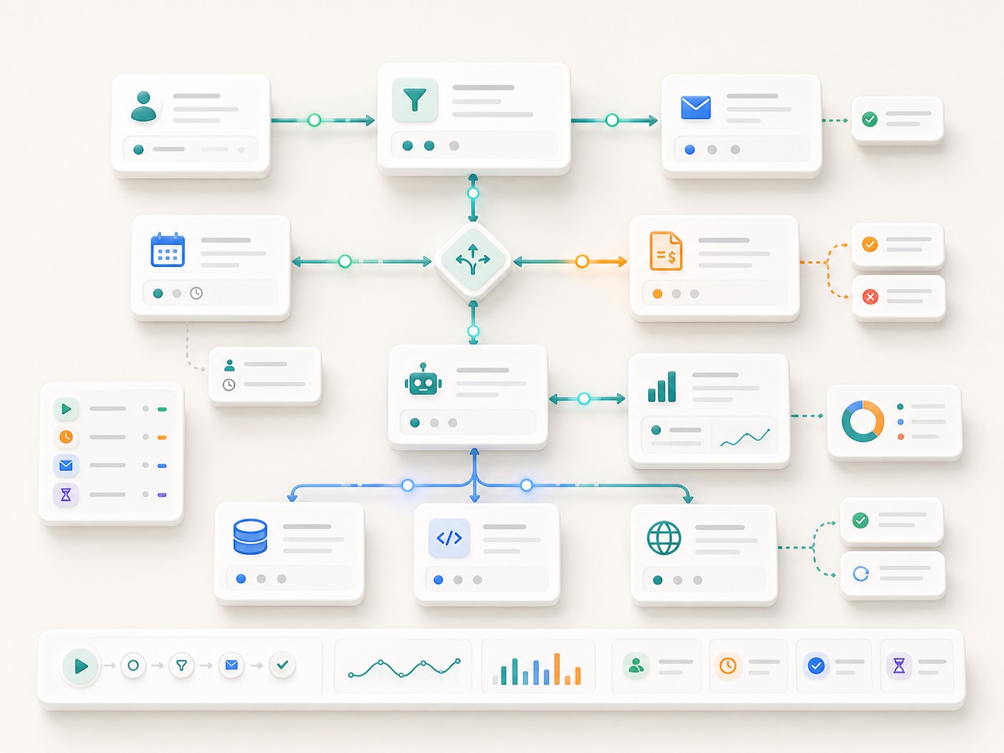 Business automation workflow connected to a custom CRM dashboard